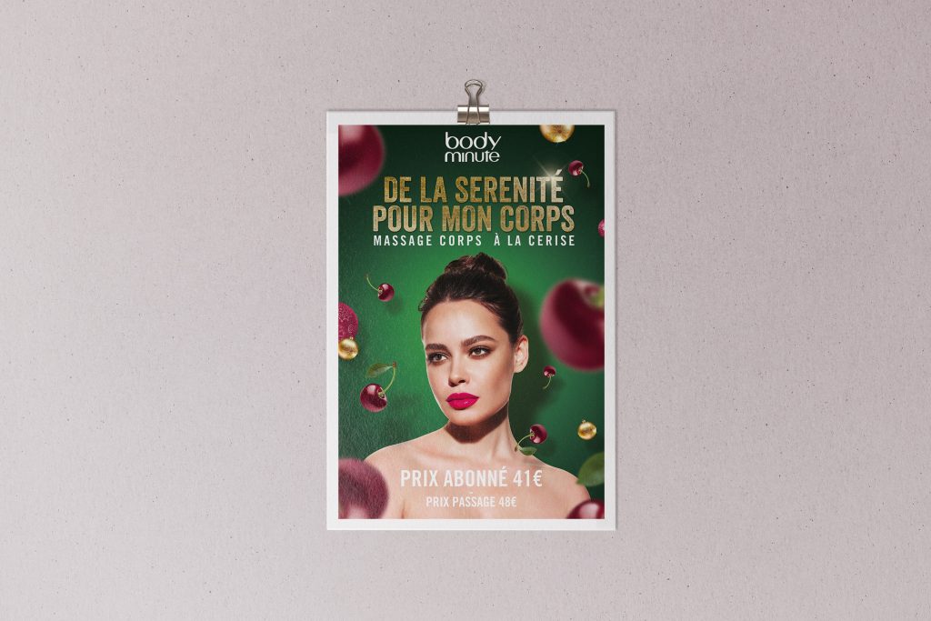 affiche body minute cerise
